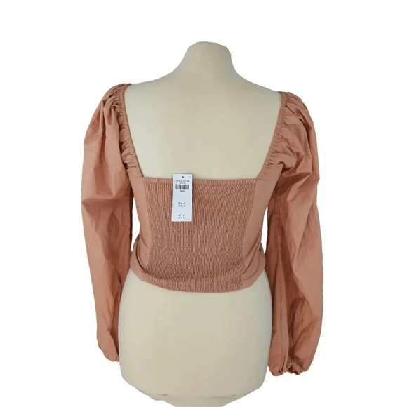 *NWT WITH FLAW* Abercrombie & Fitch || Puff Shoulder Pleated Smocked Blouse S - Picture 3 of 5